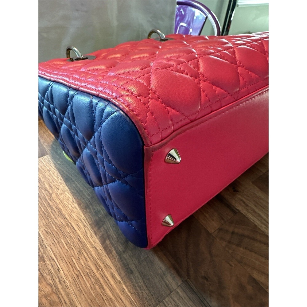 Christian Dior Lady Dior Cannage 2way Handbag Pink Tricolor. Leather Large Bag - Picture 11 of 16